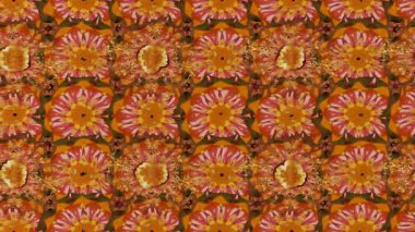 Renkli unsurlarla hareketli arka plan görüntüleri. Çiçekler. Eski model. Bayrak tarzı. Video kaydı. Şablon. Döngü. Kusursuz.. 