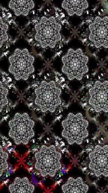 Renkli unsurlarla hareketli arka plan görüntüleri. Çiçekler. Eski model. Bayrak tarzı. Video kaydı. Şablon. Döngü. Kusursuz.. 