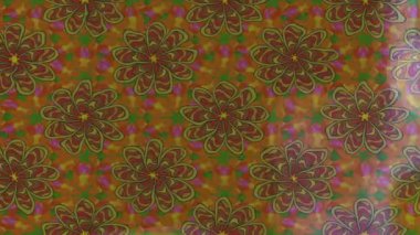 Renkli unsurlarla hareketli arka plan görüntüleri. Çiçekler. Eski model. Bayrak tarzı. Video kaydı. Şablon. Döngü. Kusursuz.. 