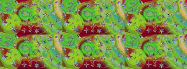 Yeşil ve kahverengi renkli çiçekler. Yumuşak, yaz çiçekli arka plan. Raster çiçek desenli ve çiçekli..