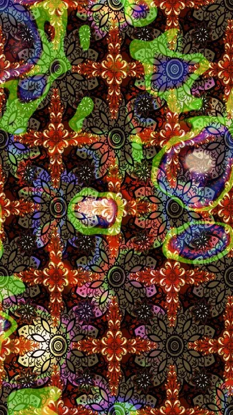 Kahverengi ve siyah renkli çiçekler. Çiçekli karalama şeklinde Raster çiçek deseni. Nazik, sevimli çiçek arkaplanı..