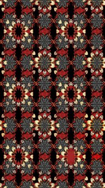 Raster illüstrasyonundaki çiçek desenli çizim. Suluboya tarzında siyah ve kırmızı renkte çiçekler.