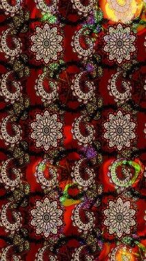 Düz Çiçek Elementleri Tasarımı. Siyah ve kırmızı renkte çiçekler. Sevimli çiçek raster deseni. Renkli Bahar Teması çizim şablonu.