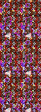 Halk tarzı. Parlak renkli çiçekleri ve kırmızı ve gri renkte yaprakları olan harika bir çiçek deseni. Modern çiçek arkaplanı. Moda baskıları için zarif bir şablon.