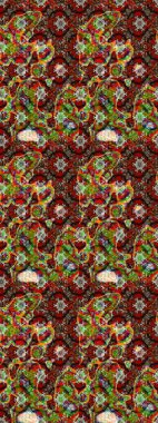 Kabile sanatı boho baskısı, klasik çiçek arkaplanı. Soyut etnik raster çizim kalıbı. Arkaplan dokusu, duvar kağıdı, kahverengi ve kırmızı renkli çiçek teması.