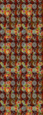 Patlayan çiçekler soyut olarak yerleştirilmiş. Raster deseni. Yumuşak, bahar çiçekleri kahverengi ve gri renklerde. Raster illüstrasyonu.