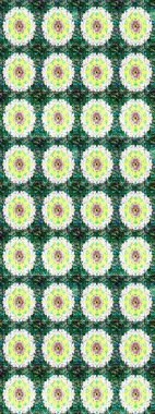 Raster Çiçek İllüstrasyonu güzel tekstil. Yeşil ve nötr renklerdeki etnik çiçeklerle zarif eskiz deseni.