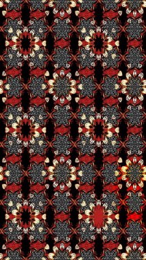 Raster çiçek desenleri çiziyor. Vadinin çiçekleri siyah ve kırmızı renklerde.