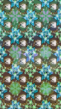 Eski usul. Raster illüstrasyonu. Miles Fleur, süslü püslü bir süs. Kumaş, tekstil, duvar kağıdı baskısı için. Tomurcukları papatya çiçekleri olan sevimli bir çiçek deseni. Kusursuz arkaplan.