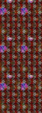 Retro tekstil tasarım koleksiyonu. Çiçekli ipek eşarp. El çizimi çiçek unsurları olan soyut çizim raster deseni. 1950-1960 motifleri. Kahverengi ve gri üzerine kahverengi ve gri.