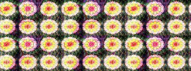 Renkli Bahar Temalı Kusursuz Arkaplan. Sarı ve nötr renklerde çiçekler. Raster illüstrasyonunda kusursuz çiçek deseni. Düz Çiçek Elementleri Tasarımı.