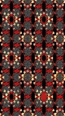 Suluboya çizim kalıbı. Çiçek izi. Suluboya tarzında siyah ve kırmızı renkte çiçekler.