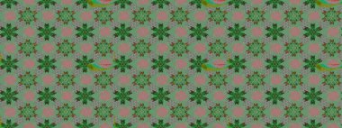 Ağaç dallı bahar çiçekleri ile desen, yeşil ve gri renkler ile çiçek silueti. Raster deseni.