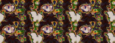 Sketch pattern with flowers. Hand drawn. Flowers on brown and green colors. Watercolor illustration.