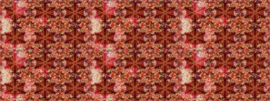 Çiçek desenli çizim. Kırmızı ve kahverengi renkli Asya tekstili. Raster illüstrasyonu.