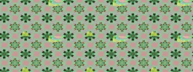 Düz Çiçek Elementleri Tasarımı. Sevimli çiçek raster deseni. Tarafsız ve gri renklerde çiçekler. Renkli Bahar Teması Kusursuz Arkaplan.