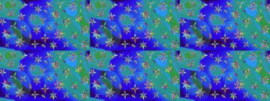 Eski usul. Tomurcukları papatya çiçekleri olan sevimli bir çiçek deseni. Kumaş, tekstil, duvar kağıdı baskısı için. Eskiz geçmişi. Raster illüstrasyonu. Miles Fleur, dandik süs.