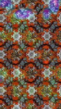 Soyut etnik raster çizim kalıbı. Arkaplan dokusu, duvar kağıdı kahverengi ve gri renkli çiçek teması. Kabile sanatı boho baskısı, klasik çiçek arkaplanı.