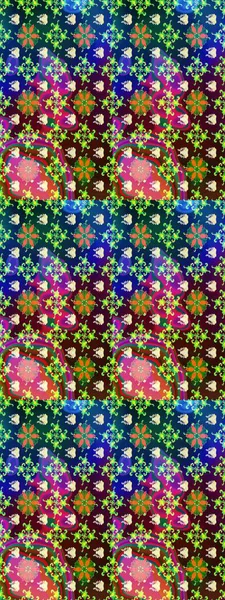 Raster pattern. Abstract flower seamless pattern background. Raster illustration. On blue and green colors. Cute Floral pattern in the small flower.