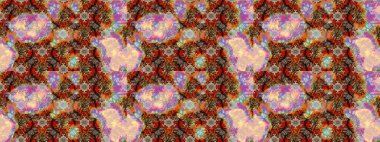 Raster illüstrasyonundaki çiçek desenli çizim. Kahverengi ve bej renkli çiçekler.