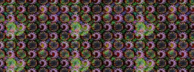 Modern çiçek arkaplanı. Halk tarzı. Parlak renkli çiçekleri ve siyah ve kahverengi renkte yaprakları olan harika bir çiçek deseni. Moda baskıları için zarif bir şablon.