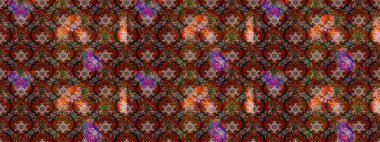 Raster illüstrasyonu. Düz Çiçek Elementleri Tasarımı. Kahverengi ve kırmızı renkte zarif çiçekli suluboya. Renkli Bahar Teması çizim şablonu.