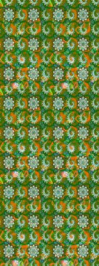 Renkli çizim kalıbı. Çiçek arkaplan. Çiçek duvar kâğıdı. Raster illüstrasyonu. Yeşil ve kahverengi renkli şirin tekstil.