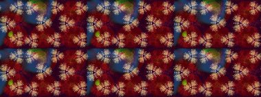 Sevimli çiçek raster deseni. Kırmızı ve kahverengi renkte çiçekler. Düz Çiçek Elementleri Tasarımı. Renkli Bahar Teması Kusursuz Arkaplan.