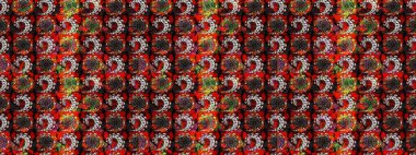 Sketch Colour Spring Theme eskiz kalıbı. Siyah ve kırmızı renkte çiçekler. Düz Çiçek Elementleri Tasarımı. Sevimli çiçek raster deseni.