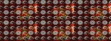 Küçük çiçekteki sevimli çiçek deseni. Kırmızı ve siyah renkte çiçekler.