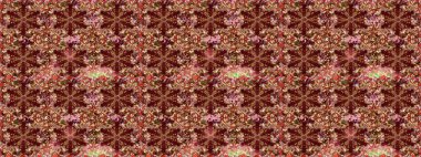 Raster illüstrasyonu. Kahverengi ve kırmızı renkte çiçekler. Çizim çiçek deseni duvar kağıdı için kullanılabilir.