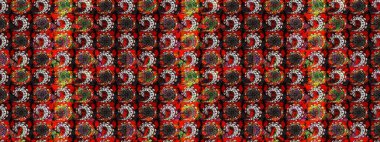 Sketch Colour Spring Theme eskiz kalıbı. Siyah ve kırmızı renkte çiçekler. Düz Çiçek Elementleri Tasarımı. Sevimli çiçek raster deseni.