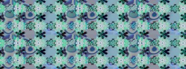 Mavi ve nötr renklerde mavi ve nötr papatya deseni. Mavi ve nötr renklerde. Raster illüstrasyonu.