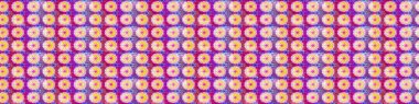 Raster illustration. Abstract seamless pattern with hand drawing flowers. Flowers on neutral and violet colors.