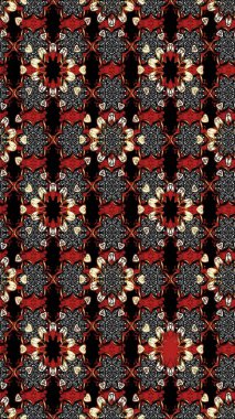 Renkli Yaz Temalı eskiz kalıbı. Sevimli çiçek raster deseni. Düz Çiçek Elementleri Tasarımı. Siyah ve kırmızı renkte çiçekler.