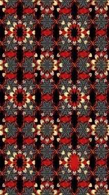 Yumuşak, bahar çiçekleri siyah ve kırmızı renklerde. Raster çiçekleri klasik tarzda çizilmiş. Raster illüstrasyonu. Çiçekli yumuşak çizim deseni.