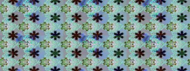 Doğa. Çiçek kompozisyonu. Çiçek kolajı. Raster deseni. - Mavi ve gri çiçekler. Küçük çiçekte güzel bir desen var. Çiçek arka planı.