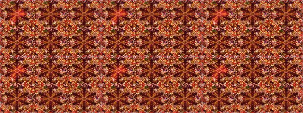 Sketch flowers pattern. Flowers on brown and red colors. Raster illustration. In asian textile style. Raster illustration.