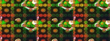 Parlak unsurları. Sorunsuz çiçek deseni kaydırma kağıt, davet, el ilanı, afiş veya Web sitesi Web sitesi arka plan duvar kağıdı için kullanılabilir. Elle çizilmiş Raster illüstrasyon.