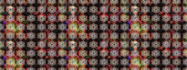 Siyah ve kahverengi renkli güzel bir tekstil. Suluboya çiçekli çiçek deseni. Raster illüstrasyonu.