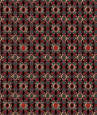 Sevimli çiçek raster deseni. Siyah ve kırmızı renkte çiçekler. Renkli Yaz Temalı eskiz kalıbı. Düz Çiçek Elementleri Tasarımı.