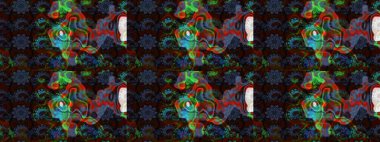 Çiçek desenli raster, kahverengi ve mavi çizgi grafik desenli soyut raster arkaplan. Modern stil dokusu.