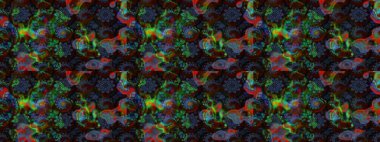 Kahverengi ve mavi renkli çiçekler. Robot resim. Şirin çiçek elementleri. Raster illüstrasyonu.