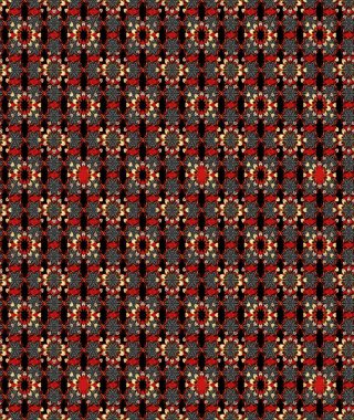 Raster düz çiçek çizim deseni. Hediye ambalaj kağıdı, tebrik kartları, posterler ve pankart tasarımı. Siyah ve kırmızı renkte çiçekler.