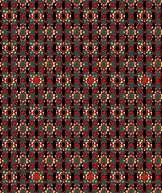 Suluboya çizim kalıbı. Çiçek izi. Suluboya tarzında siyah ve kırmızı renkte çiçekler.