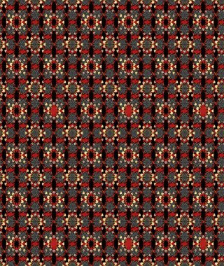 Çiçekli karalama şeklinde Raster çiçek deseni. Nazik, sevimli çiçek arkaplanı. Siyah ve kırmızı renkte çiçekler.