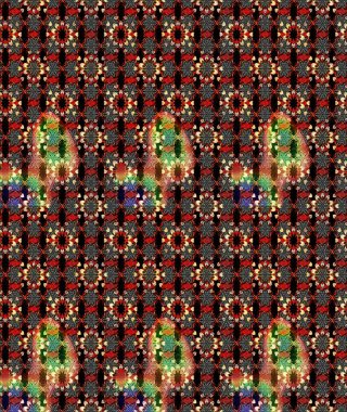 Parlak renkli çiçekleri ve siyah ve kırmızı renkte yaprakları olan harika bir çiçek deseni. Moda baskıları için zarif bir şablon. Modern çiçek arkaplanı. Halk stili.