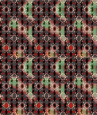 Çiçeksel çizim kalıbının yansıması. Vadinin çiçekleri siyah ve kahverengi renklerde.