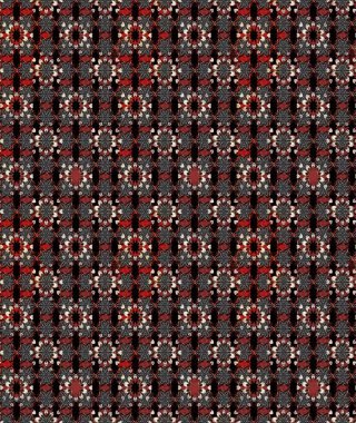 El çizimi çiçek çizimi deseni (fayans). Şirin çiçekli, desenli, siyah ve kahverengi renkli bir eskiz deseni. Tekstil için suluboya çizim deseni.