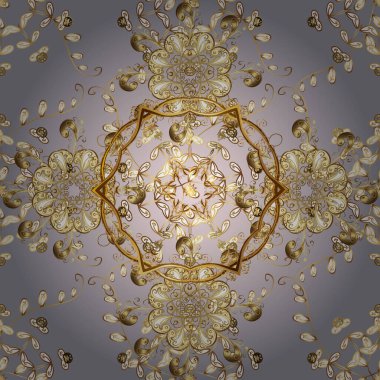 Gri, nötr ve altın desenli. Zarif bir klasik vektör modeli. Tekrarlayan ögelerle kusursuz soyut arkaplan.